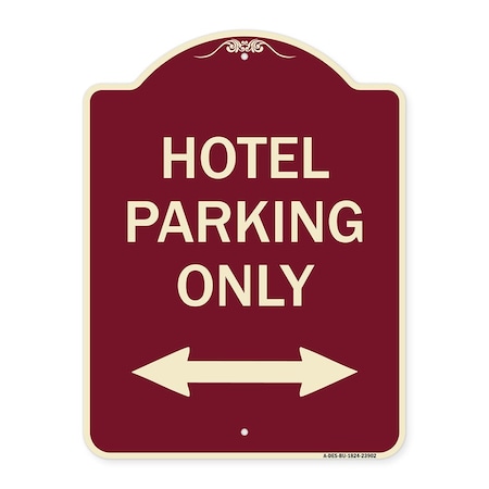 Signmission Hotel Parking W/ Bidirectional Arrow Heavy-Gauge Aluminum Sign, 24" x 18", BU-1824-23902 A-DES-BU-1824-23902